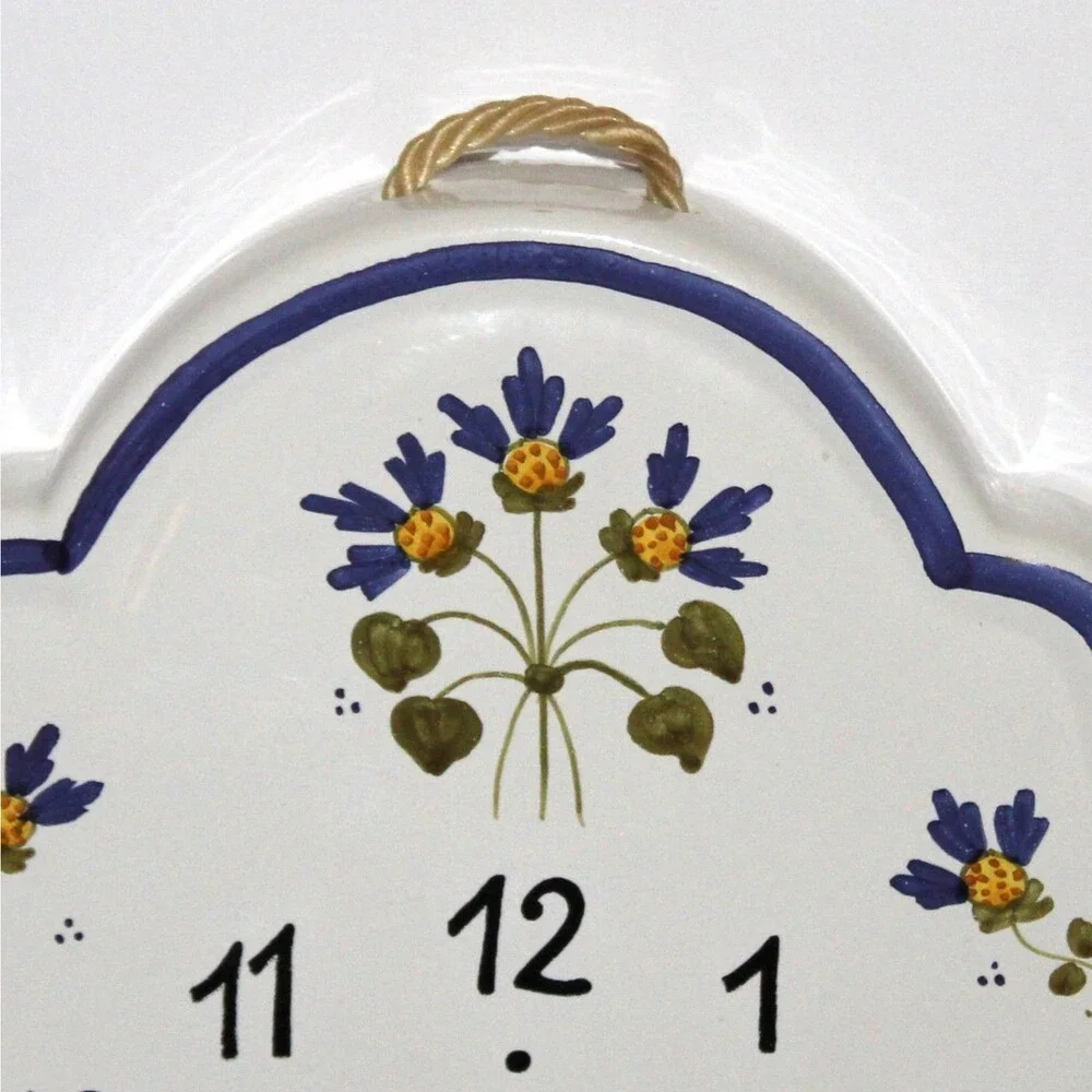 Vintage Williams Sonoma Porcelain Wall Clock Made in Italy white blue large